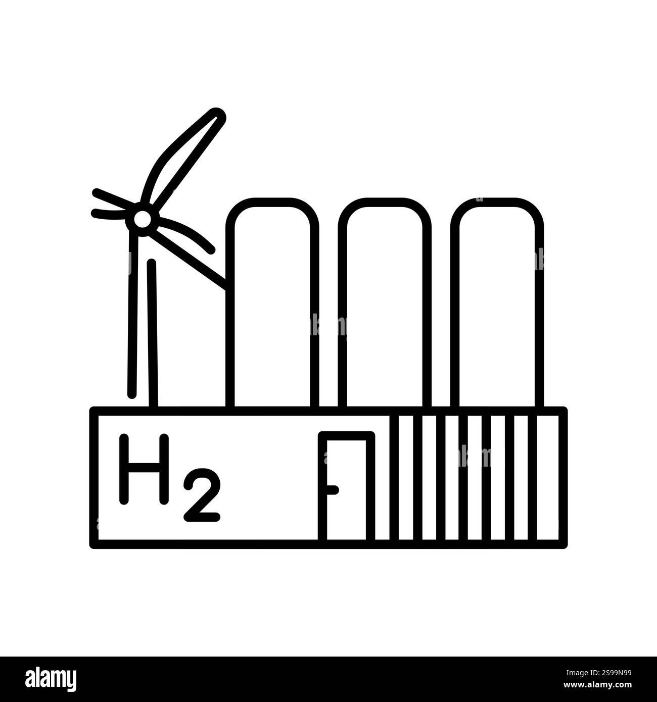 Icona nera della linea dei mozzi a idrogeno. Firma per pagina Web, app mobile, pulsante, logo. Pulsante isolato vettore. Traccia modificabile. Illustrazione Vettoriale