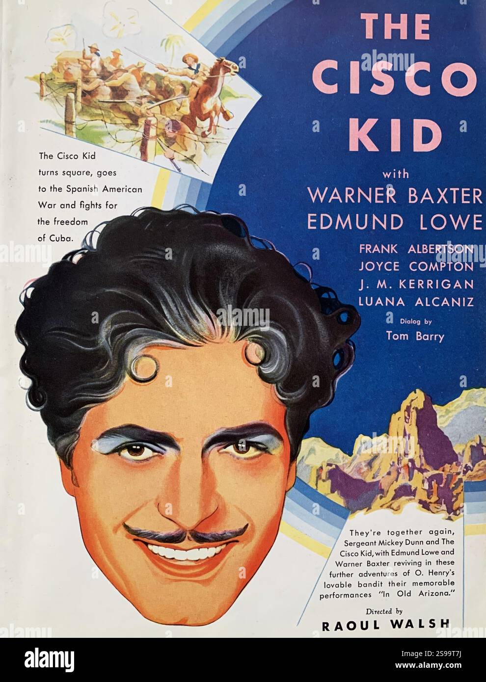 WARNER BAXTER e EDMUND LOWE in un film alternativo non realizzato dal titolo THE CISCO KID Director RAOUL WALSH Promotional Artwork from Fox Film Corporation Exhibitor's Year Book for Next Films for 1930 - 1931 Foto Stock