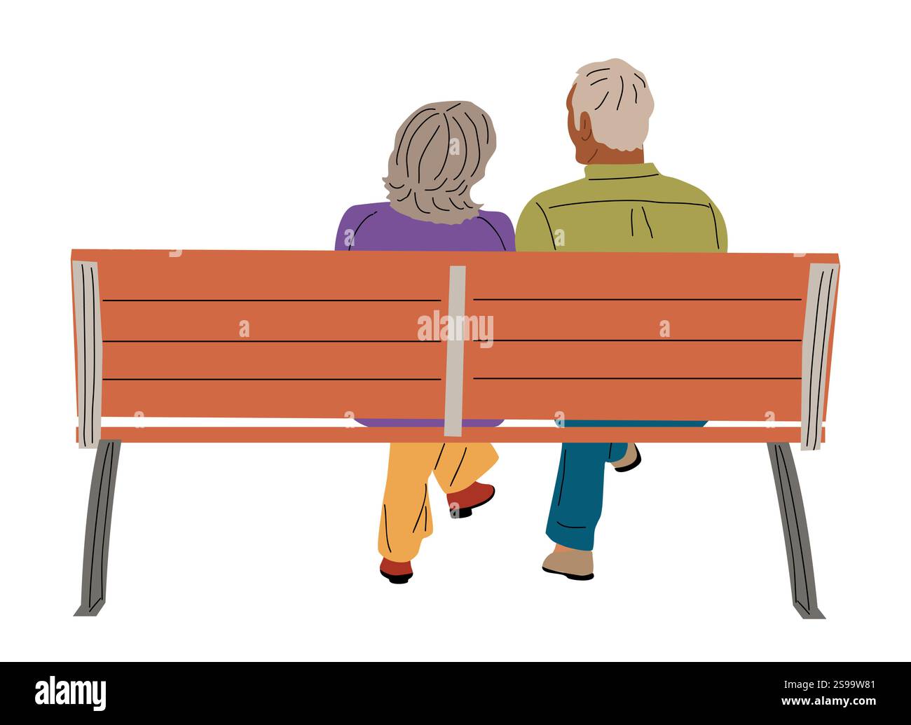 Coppia anziana, uomo e donna seduti insieme Illustrazione Vettoriale