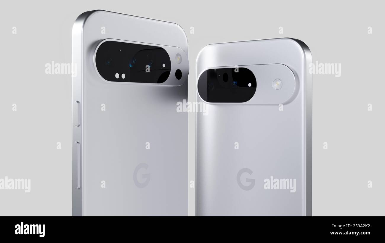 Rendering di alta qualità di Google Pixel 9 Foto Stock