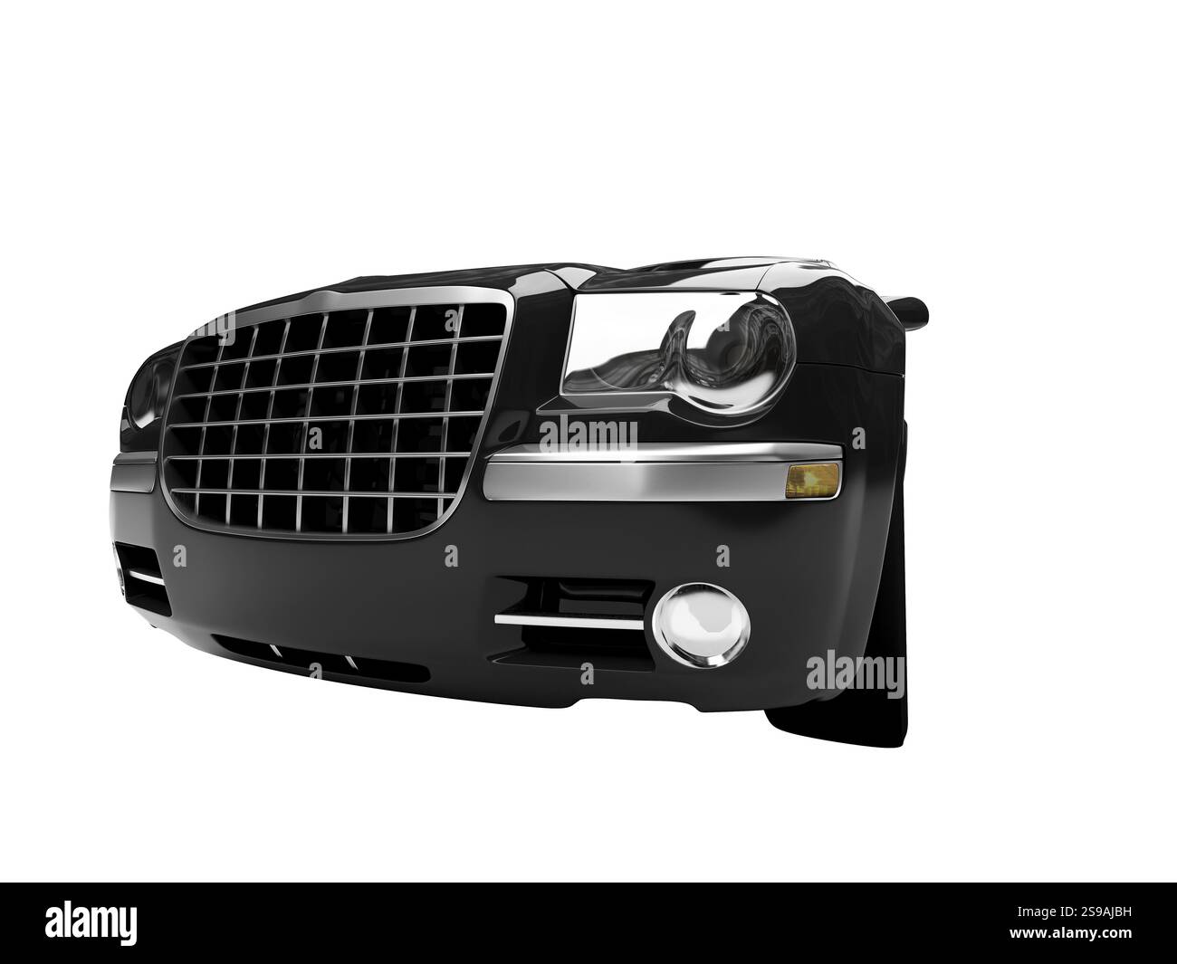 Isolierte schwarze Auto Vorderansicht 02 Foto Stock