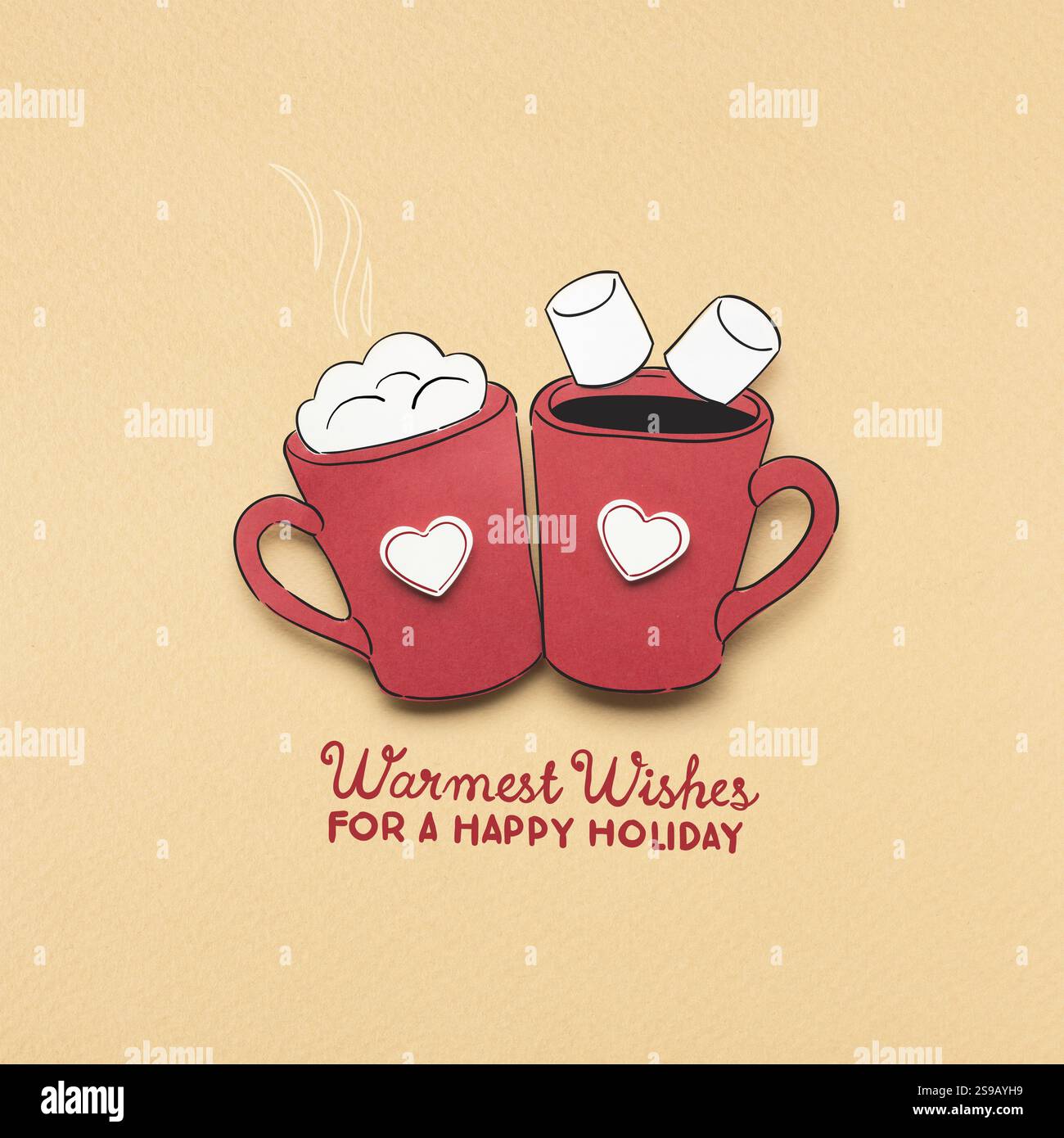 Foto creativa della tazza da caffè di carta natalizia su sfondo marrone Foto Stock