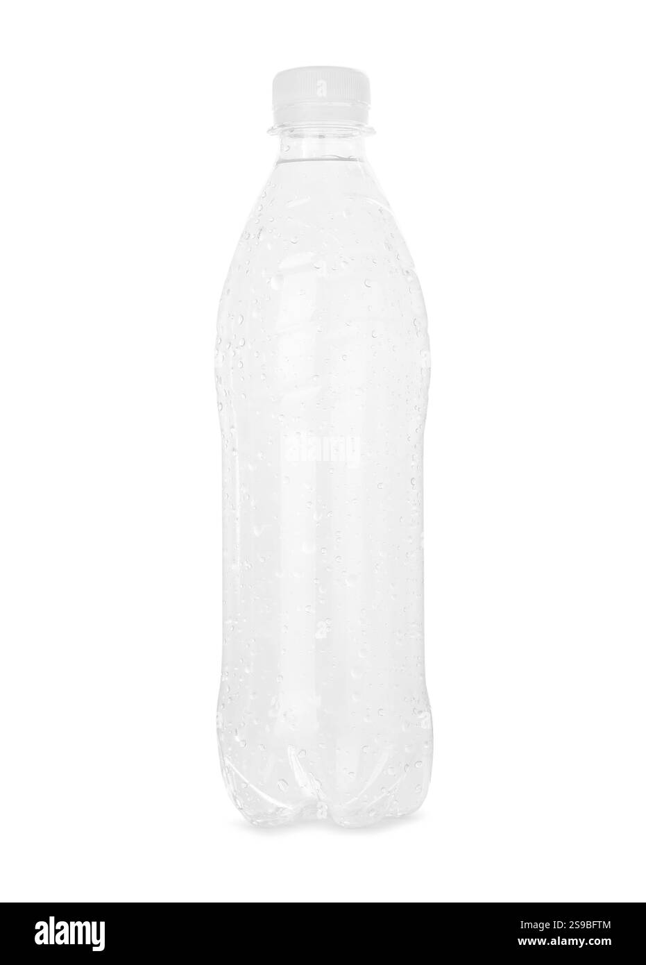 La bottiglia di plastica di acqua isolato su bianco Foto Stock