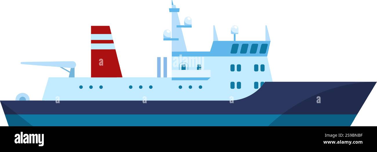 Moderna nave di ricerca oceanografica dotata di tecnologia avanzata che naviga senza intoppi su acque blu calme sotto un cielo limpido, ideale per la ricerca e l'esplorazione marina Illustrazione Vettoriale Moderna nave di ricerca oceanografica dotata di tecnologia avanzata che naviga senza intoppi su acque blu calme sotto un cielo limpido, ideale per la ricerca e l'esplorazione marina Illustrazione Vettoriale
