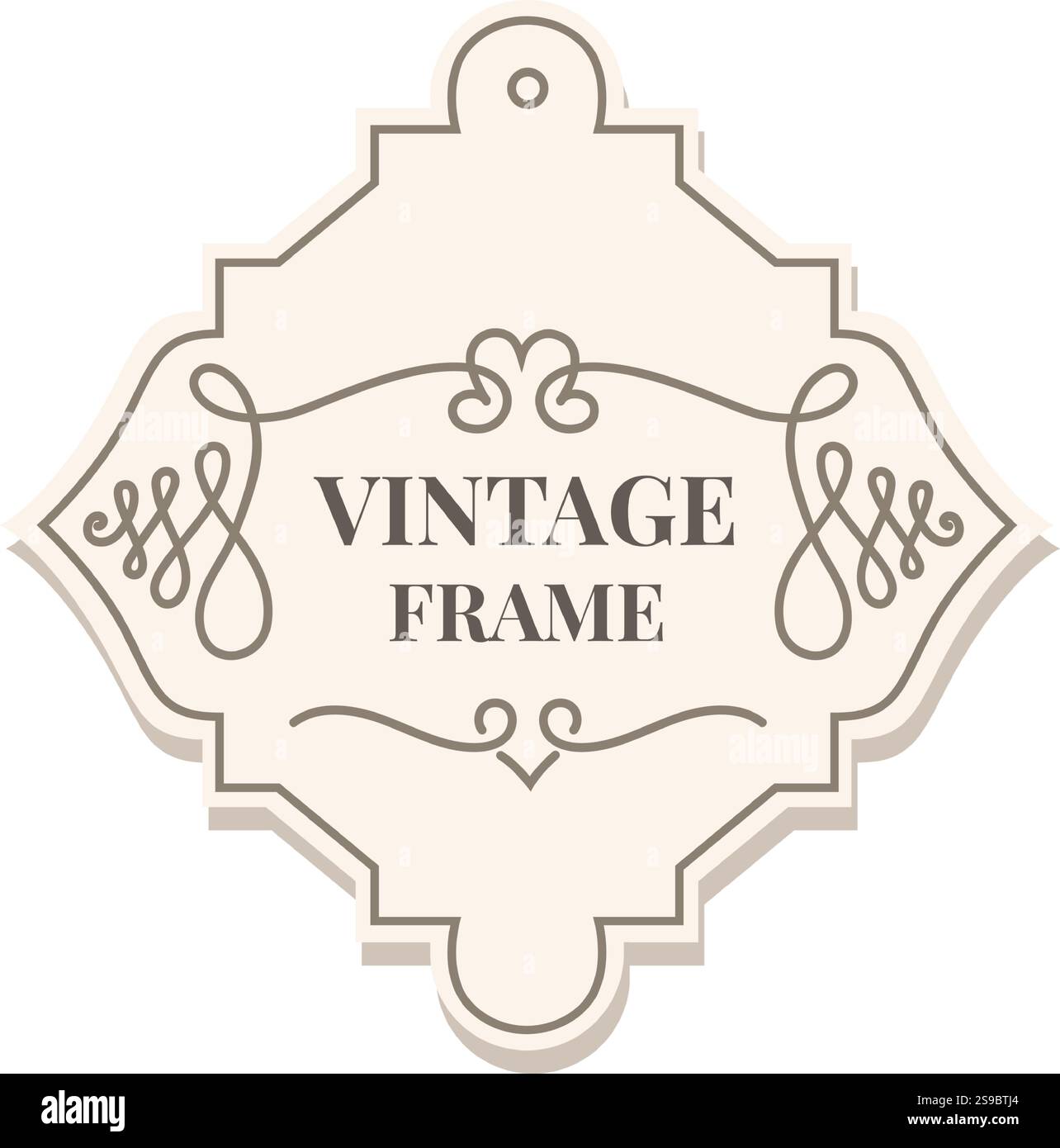 Elegante cornice vintage con rombi e decorazioni che aggiungono un tocco di fascino classico, perfetta per etichette, loghi, inviti e altri progetti di design Illustrazione Vettoriale