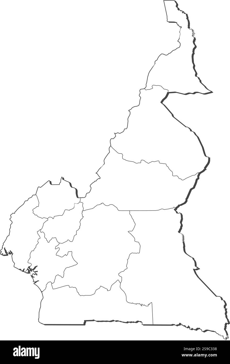 Mappa del Camerun, continua come una linea nera. Illustrazione Vettoriale