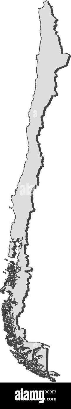 Cartina del Cile, piena di grigio. Illustrazione Vettoriale