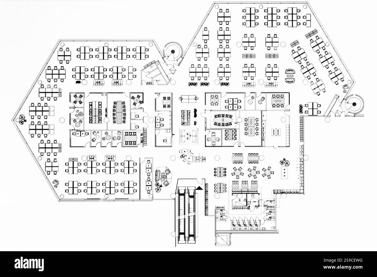Sfondo architettonico. Parte del progetto architettonico, piano architettonico di un ufficio Foto Stock