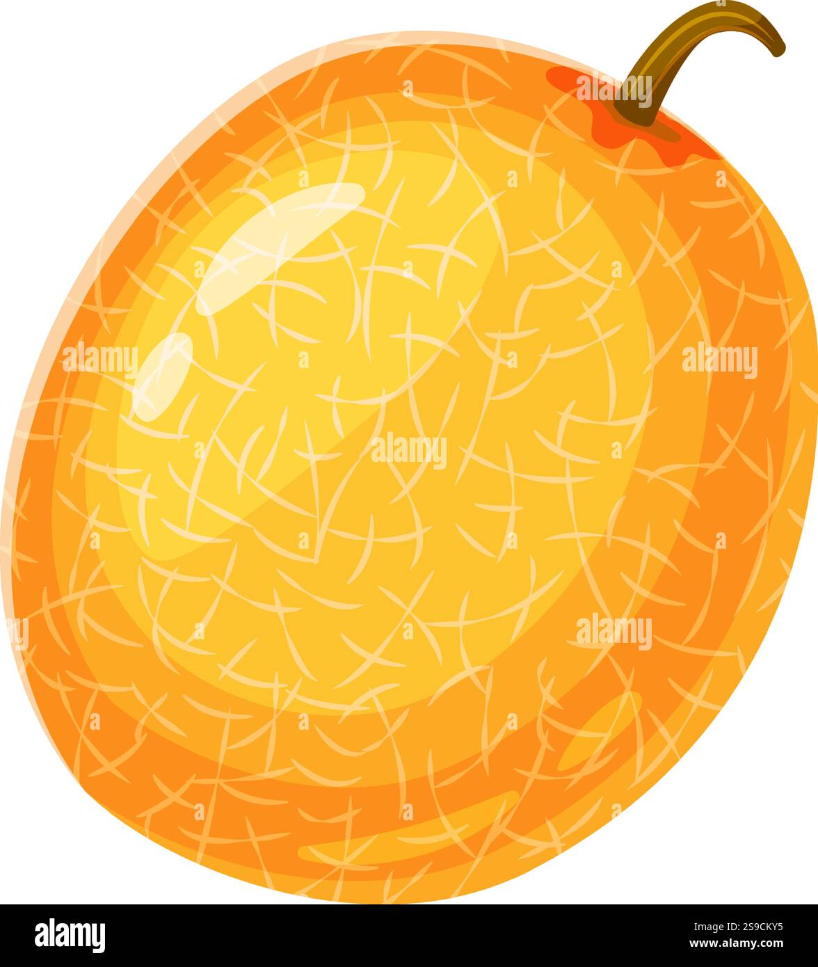 Melone intero maturo con pelle e gambo caratteristici, che ne esaltano la freschezza e la succosa dolcezza, perfetto per dessert estivi e spuntini salutari Illustrazione Vettoriale