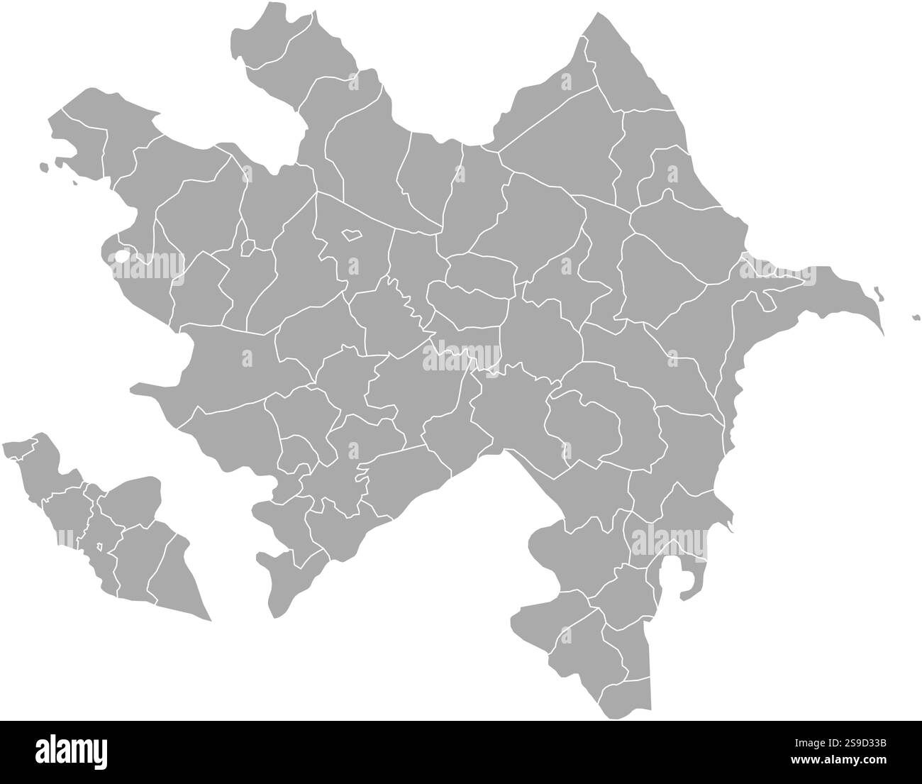Mappa dell'Azerbaigian con le province. Illustrazione Vettoriale