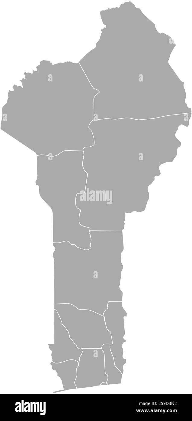 Mappa del Benin con le province. Illustrazione Vettoriale