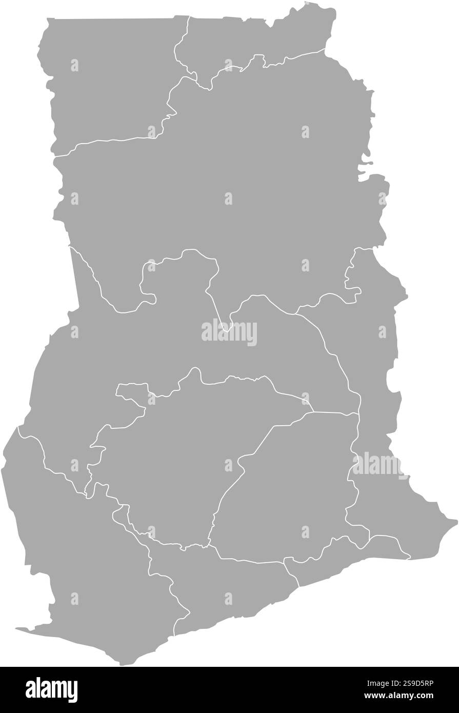Mappa del Ghana con le province. Illustrazione Vettoriale