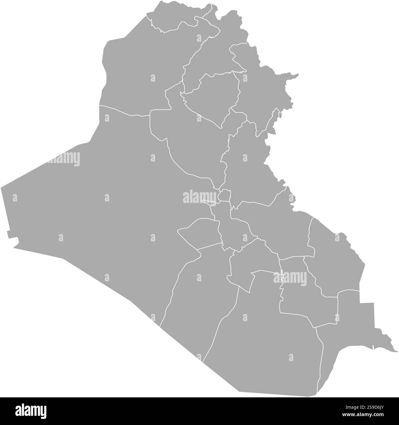 Mappa dell'Iraq con le province. Illustrazione Vettoriale