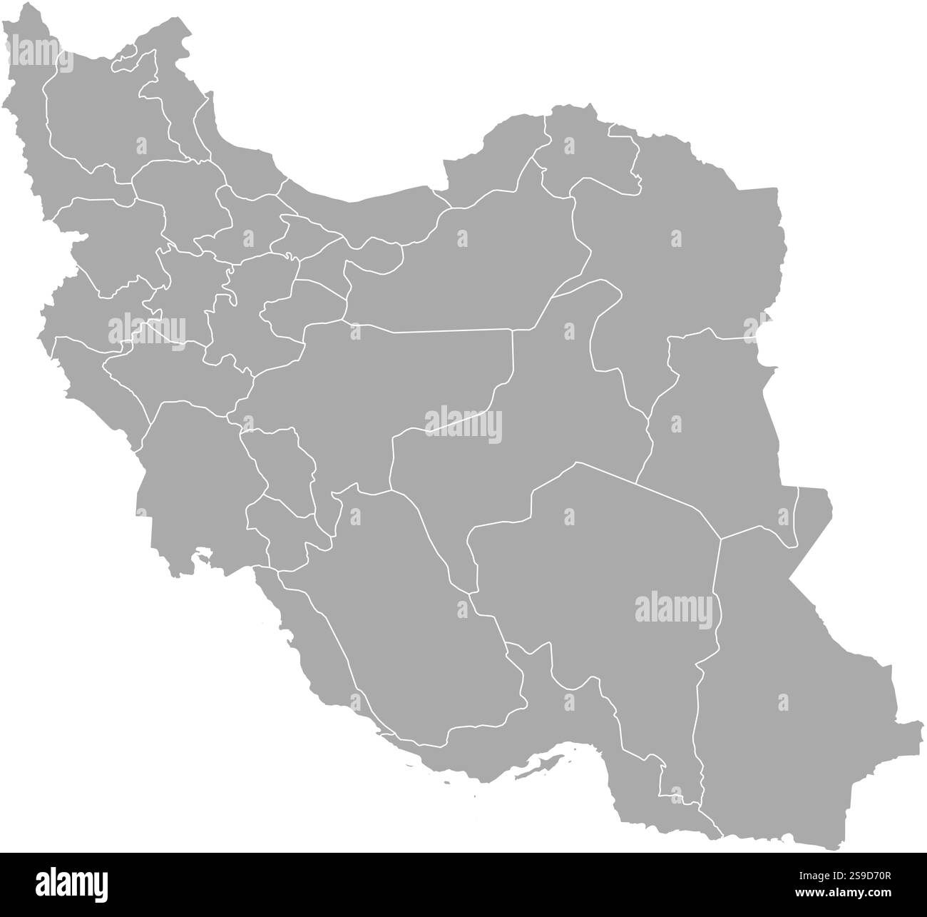 Mappa dell'Iran con le province. Illustrazione Vettoriale