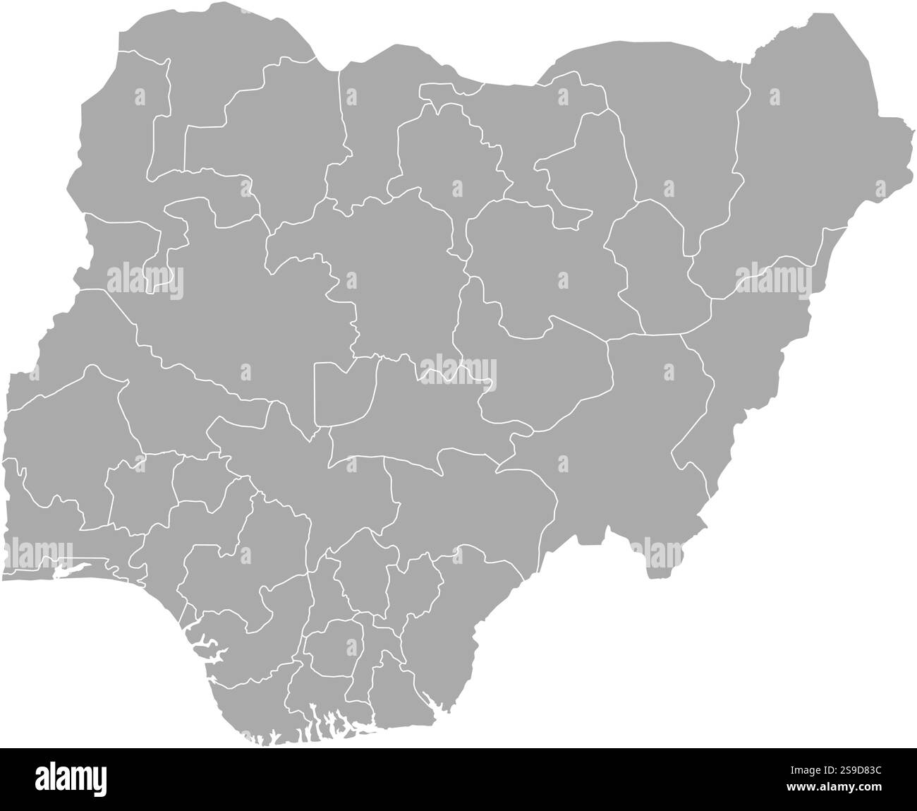 Mappa della Nigeria con le province. Illustrazione Vettoriale