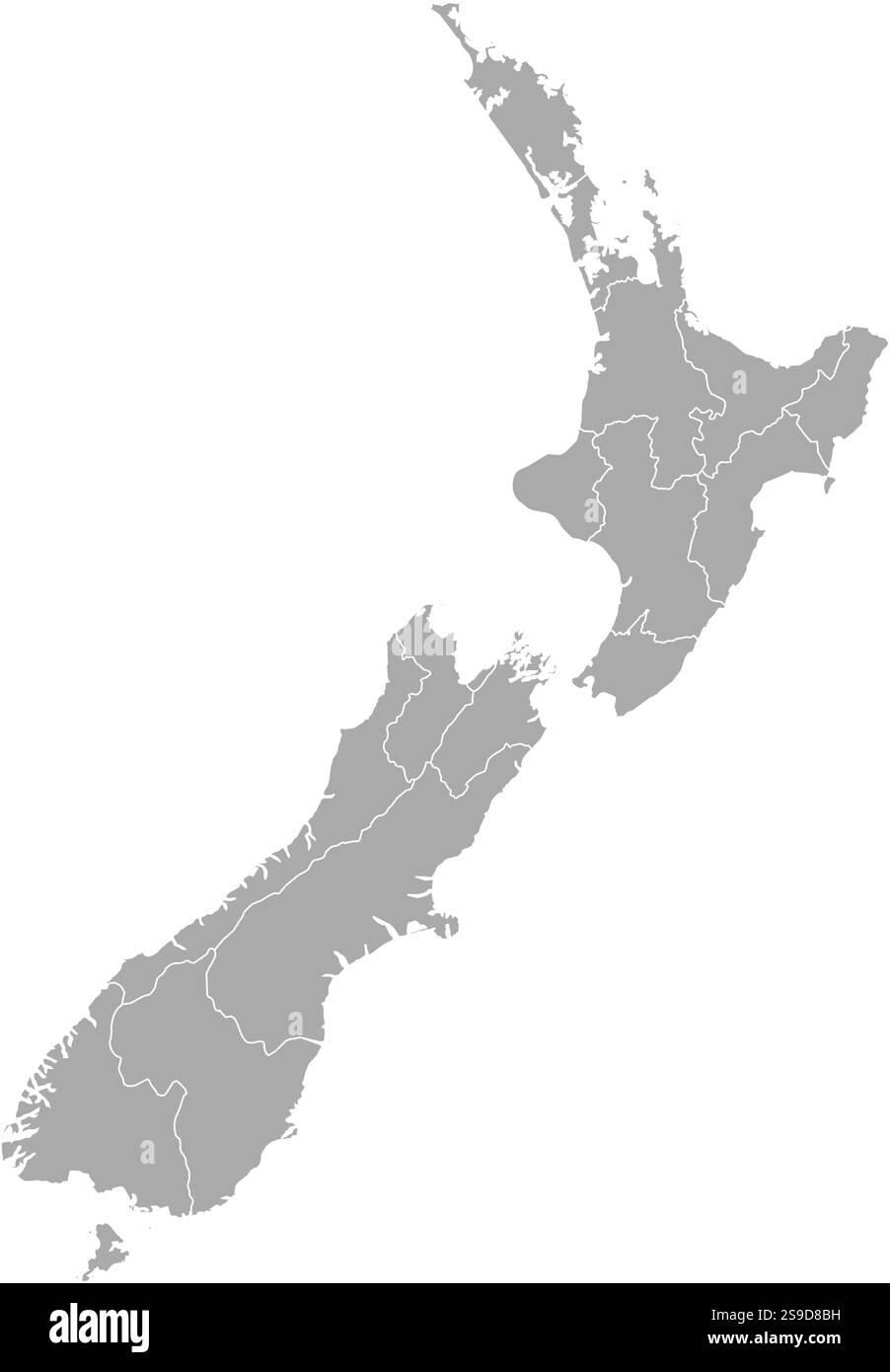 Mappa della nuova Zelanda con le province. Illustrazione Vettoriale