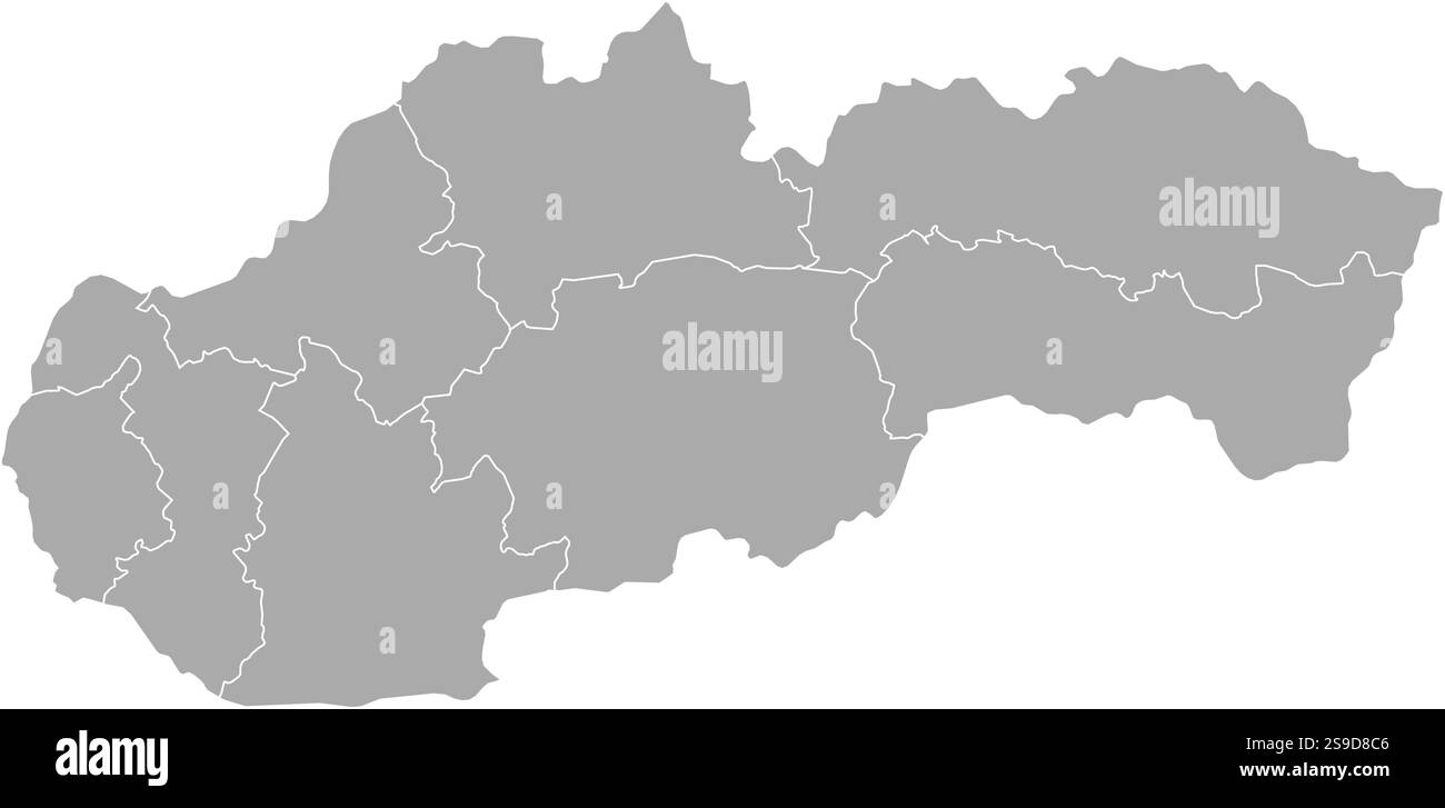 Mappa della Slovacchia con le province. Illustrazione Vettoriale
