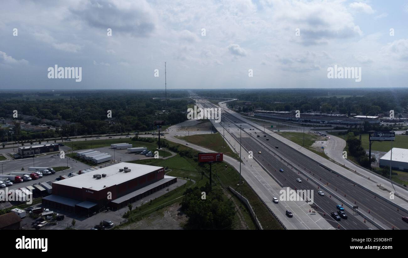 Parcheggio, magazzino, logistica, stoccaggio, trasporto, distribuzione, catena di approvvigionamento Foto Stock