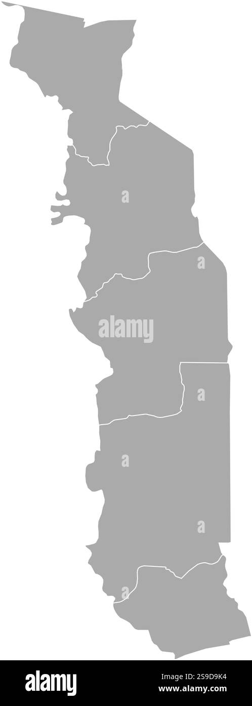 Mappa del Togo con le province. Illustrazione Vettoriale