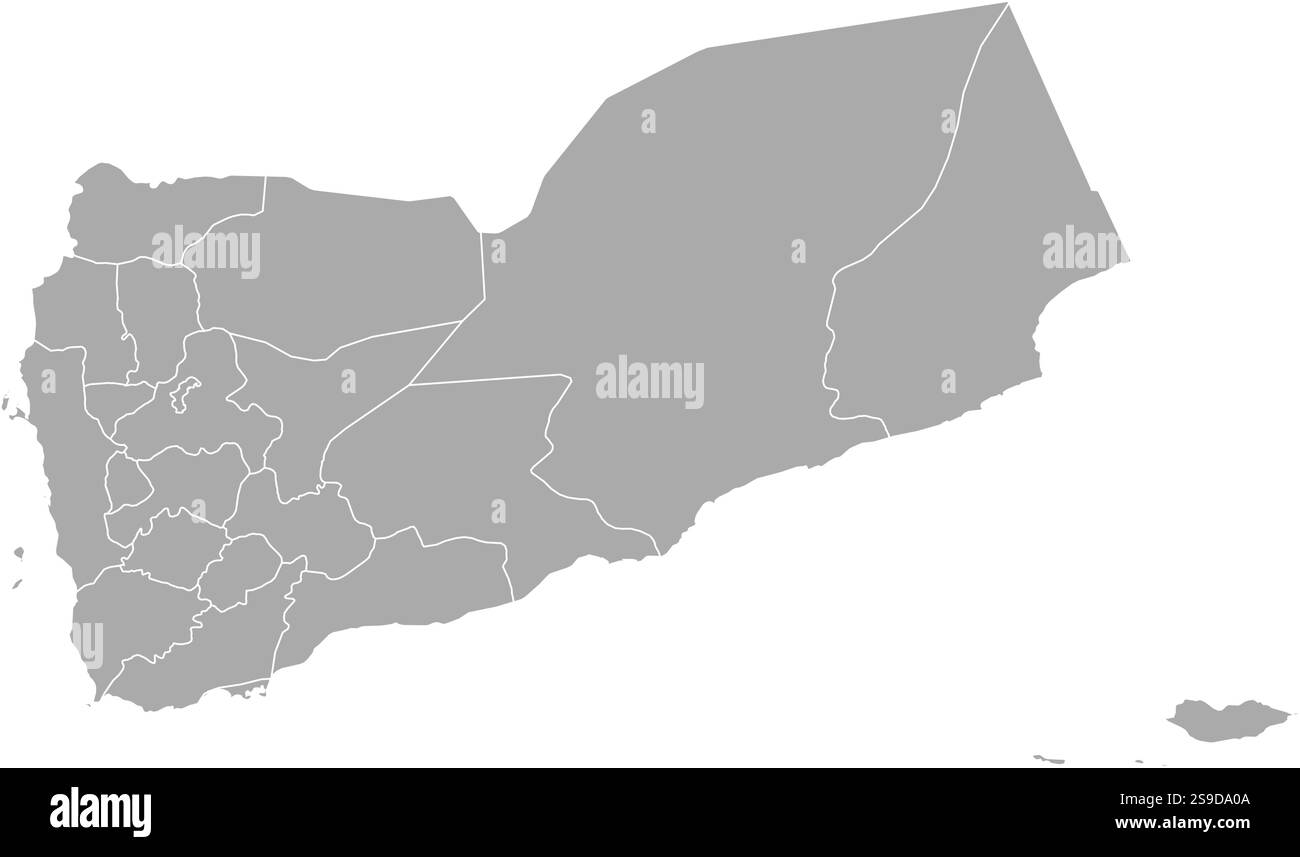 Mappa dello Yemen con le province. Illustrazione Vettoriale