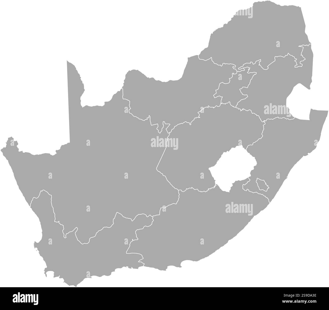 Mappa del Sud Africa con le province. Illustrazione Vettoriale