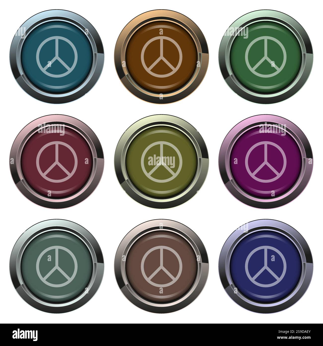 Set di bottoni colorati o badge Illustrazione Vettoriale