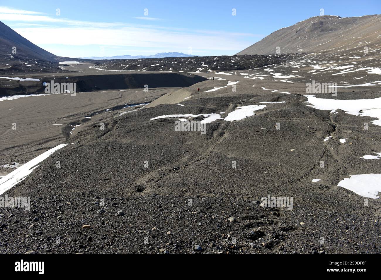 Moraine e depositi fluviali nella Garwood Valley, McMurdo Dry Valleys, Antartide Foto Stock
