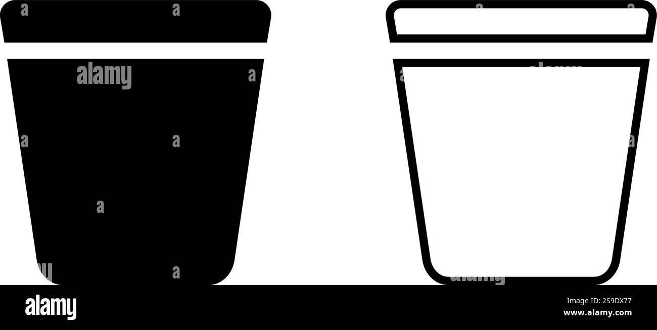 Le pentole degli impianti delineano una semplice illustrazione vettoriale minimalista con design piatto isolata su sfondo bianco. Illustrazione Vettoriale