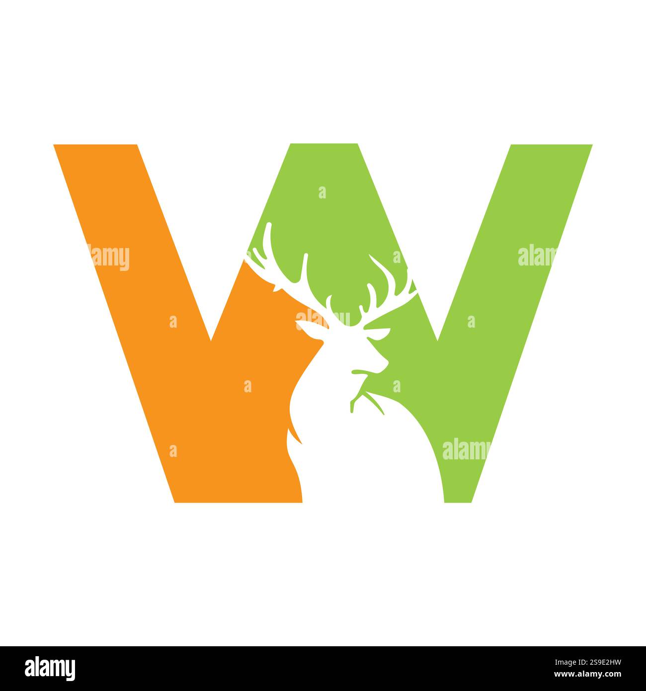 Monogramma iniziale lettera W modello vettoriale disegno logo cervo Illustrazione Vettoriale