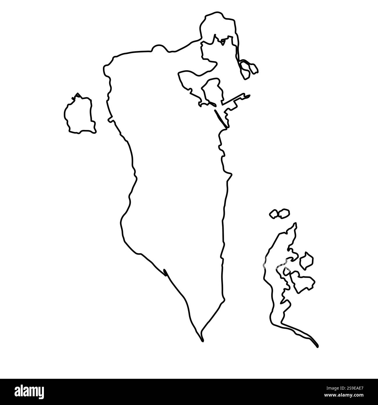 Mappa del Bahrein, Isola del Golfo Persico Bahrein Illustrazione Vettoriale