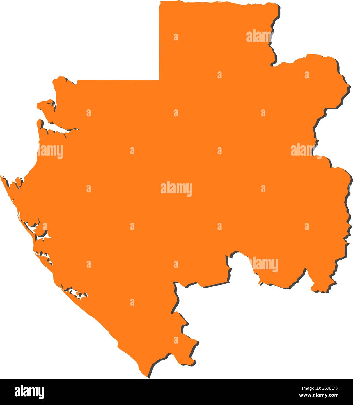 Cartina del Gabon, piena di arancio. Illustrazione Vettoriale
