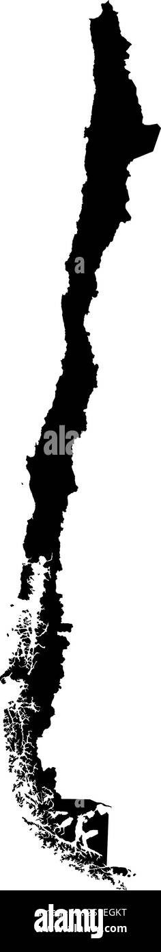 Cartina del Cile in nero. Illustrazione Vettoriale