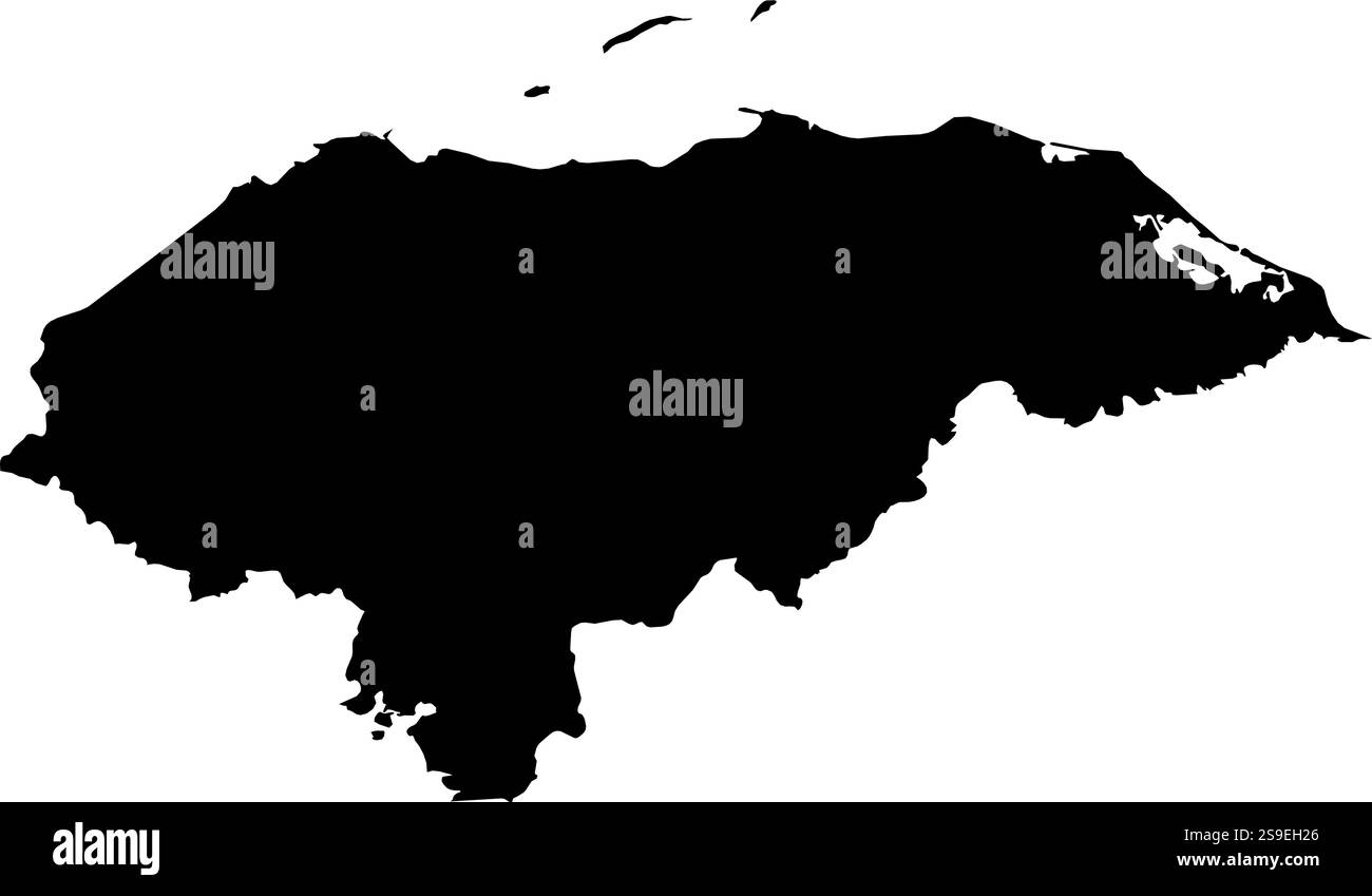 Mappa dell'Honduras in nero. Illustrazione Vettoriale