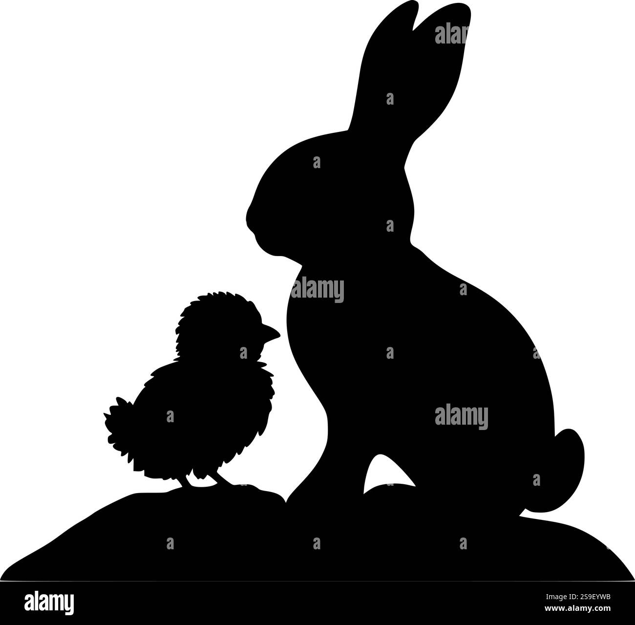 Silhouette coniglietta e pulcino perfetta per l'artigianato pasquale, l'arredamento primaverile e i progetti di sublimazione Illustrazione Vettoriale