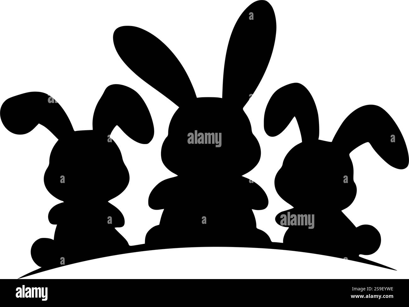 Trio coniglietto perfetto per l'artigianato pasquale, l'arredamento primaverile e i progetti di sublimazione Illustrazione Vettoriale