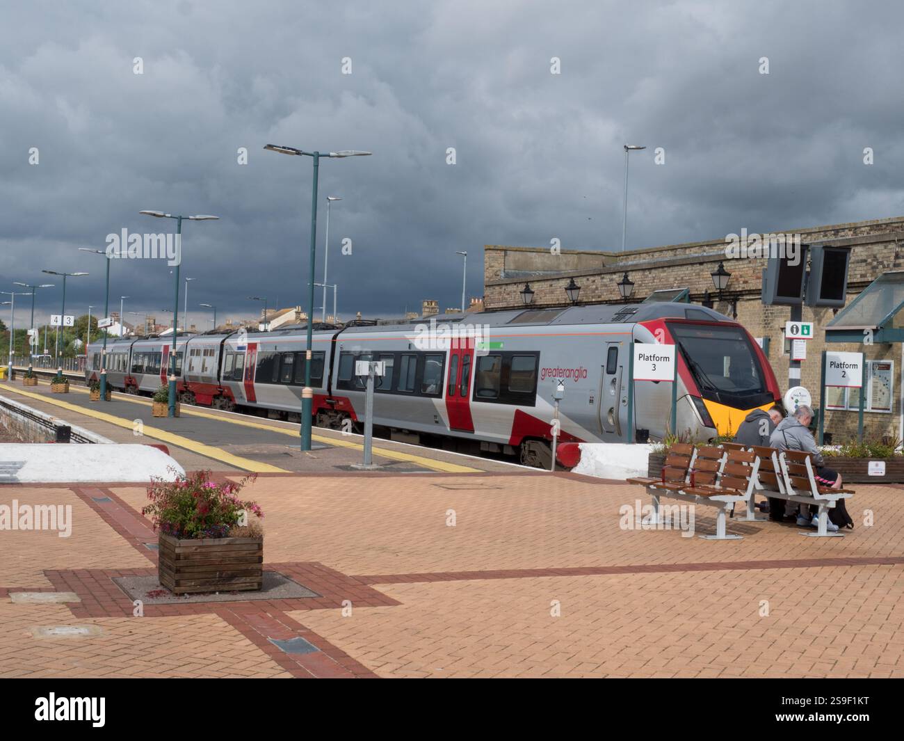 Treno Greater Anglia alla stazione di Lowestoft Foto Stock