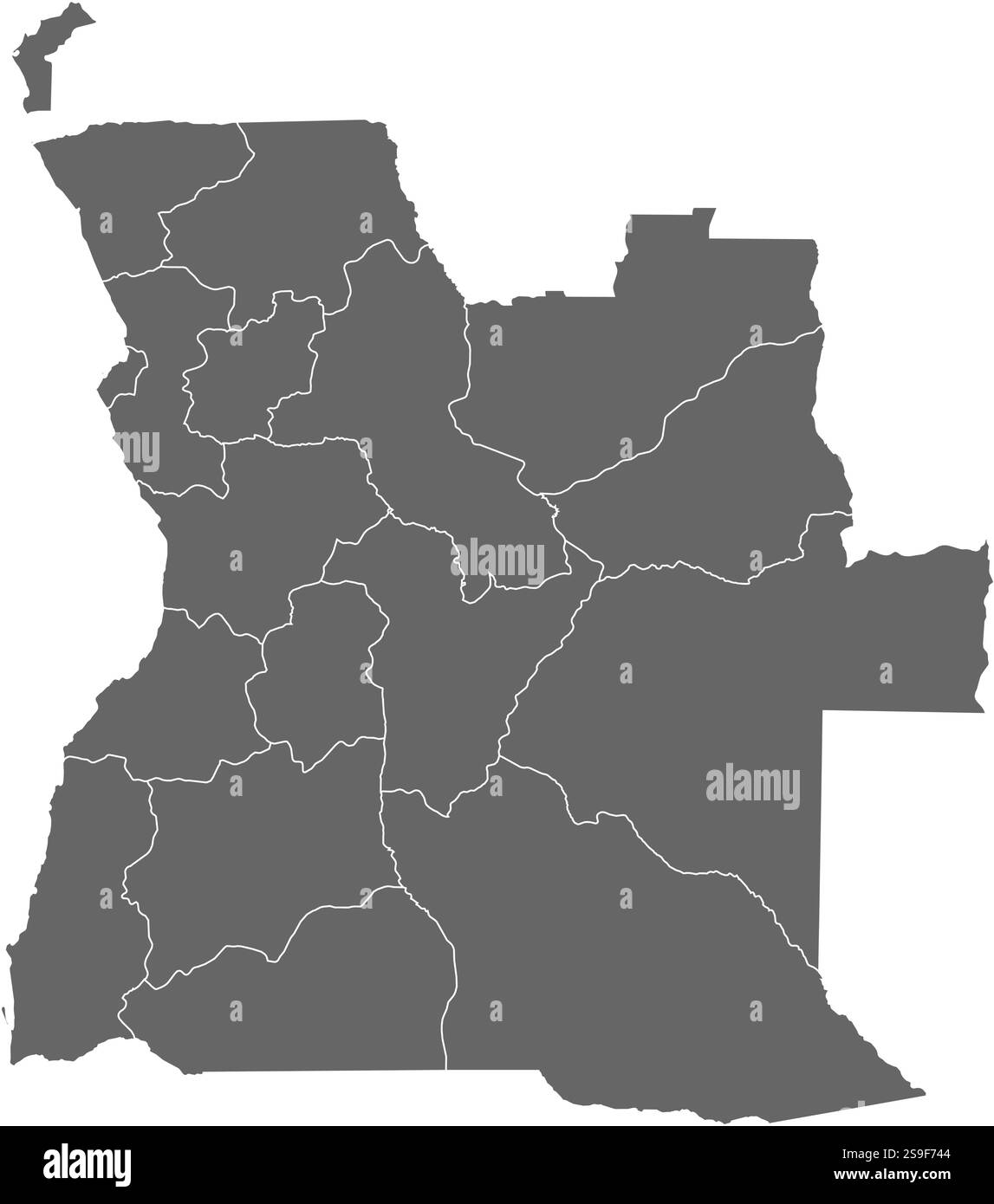 Mappa dell'Angola come zona buia. Illustrazione Vettoriale