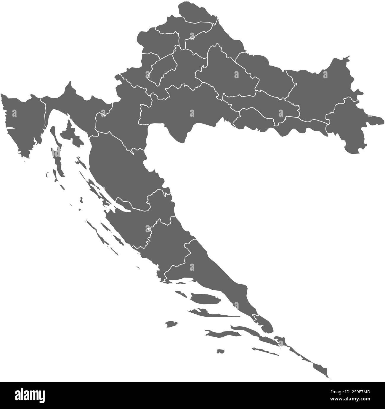 Mappa della Croazia come zona buia. Illustrazione Vettoriale