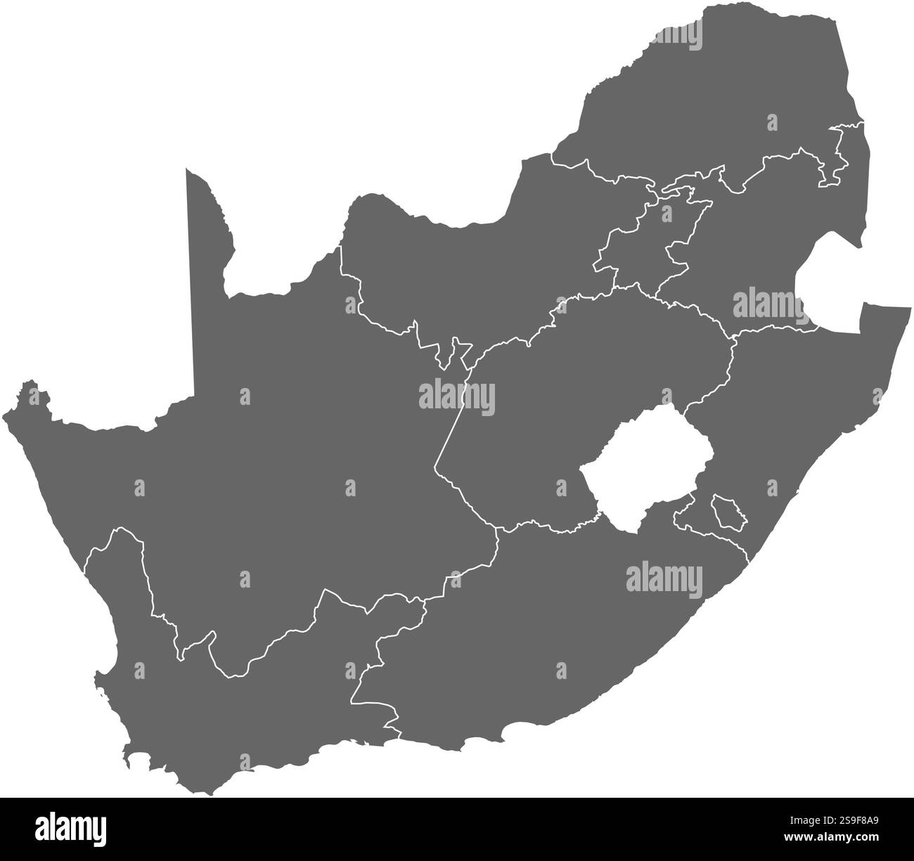 Mappa del Sud Africa come area buia. Illustrazione Vettoriale