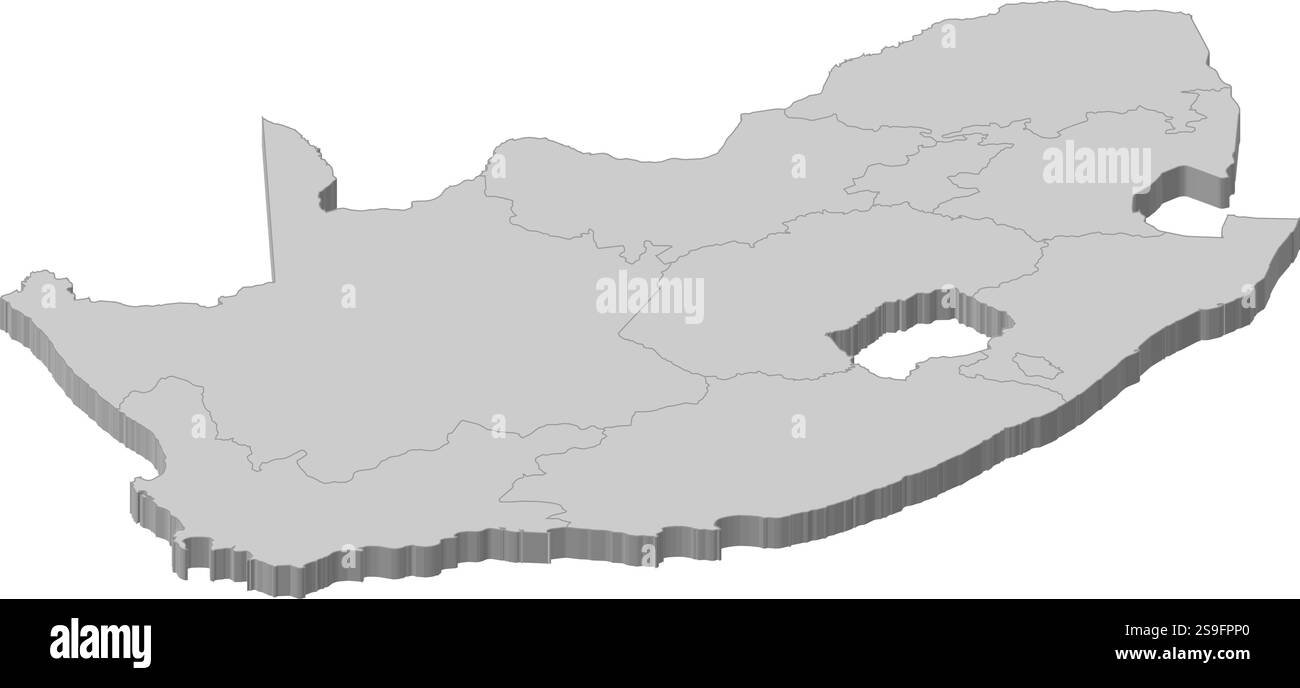 Mappa del Sud Africa come un pezzo grigio. Illustrazione Vettoriale