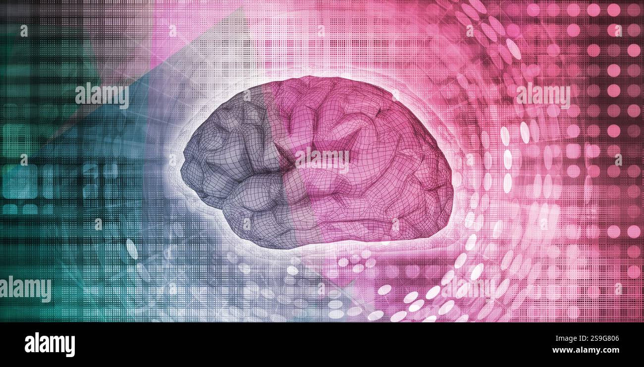 Tecnologia del cervello per la scienza astratta sfondo digitale Foto Stock