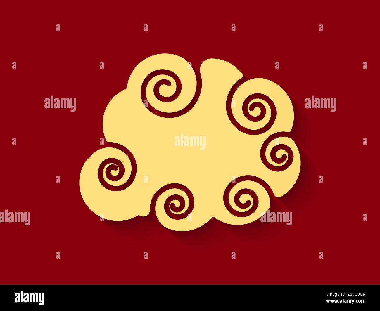 Illustrazione vettoriale del set di nuvole giapponesi. Il movimento di una nuvola nel cielo è influenzato dal vento. Decorare con ornamenti cinesi o orientali. Illustrazione Vettoriale