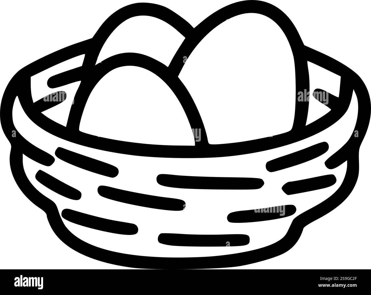 La silhouette del cesto delle uova è perfetta per i lavori di artigianato pasquale, l'arredamento rustico e i progetti di sublimazione Illustrazione Vettoriale