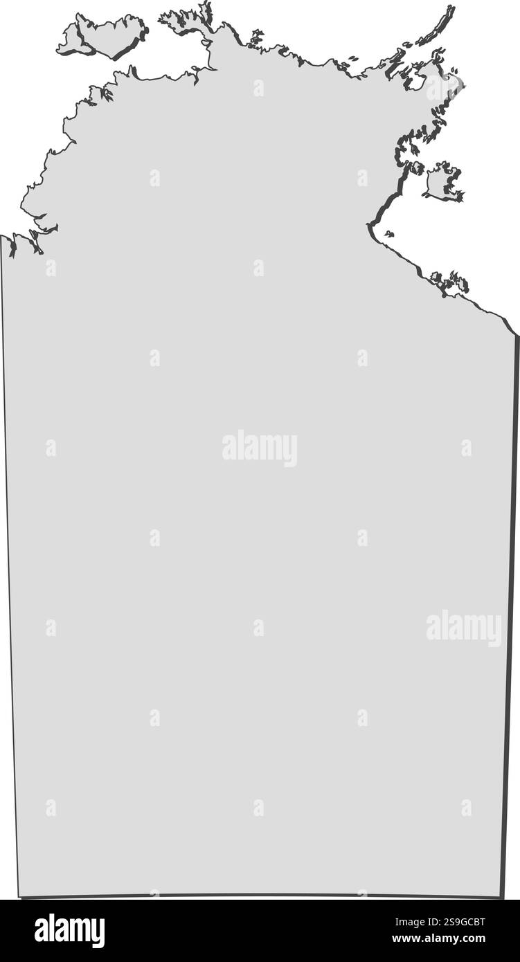 Mappa di Northern Treeitory, una provincia dell'Australia. Illustrazione Vettoriale