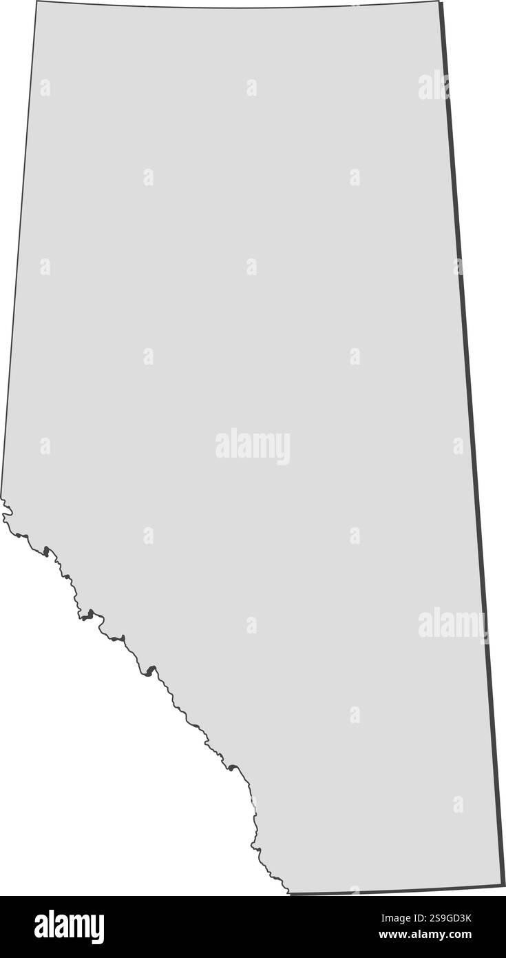 Mappa di Alberta, una provincia del Canada. Illustrazione Vettoriale
