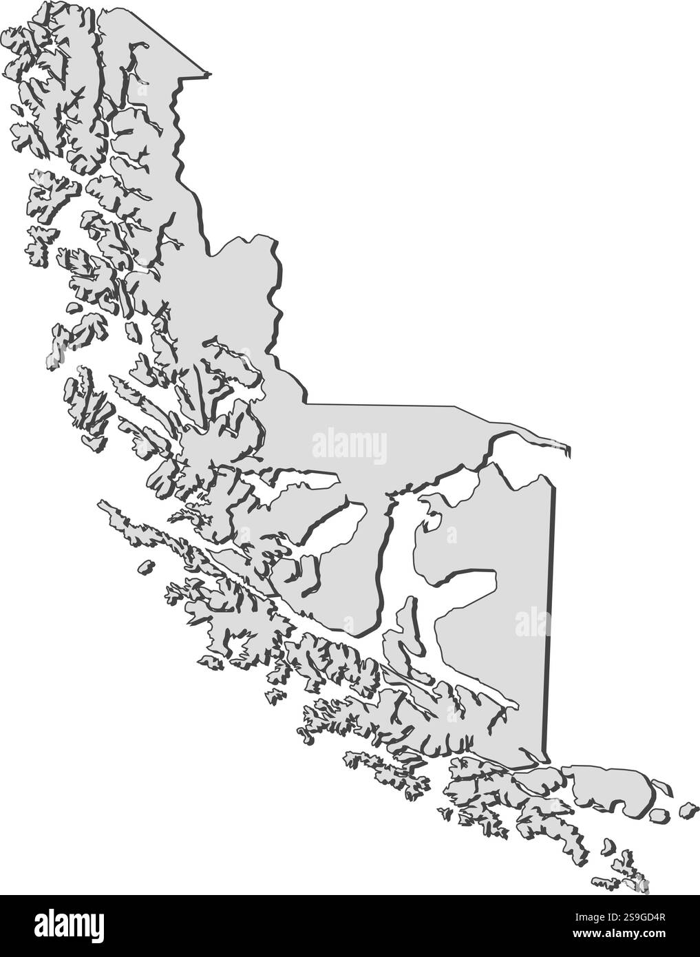 Mappa di Magellano e dell'Antartide cilena, una provincia del Cile. Illustrazione Vettoriale