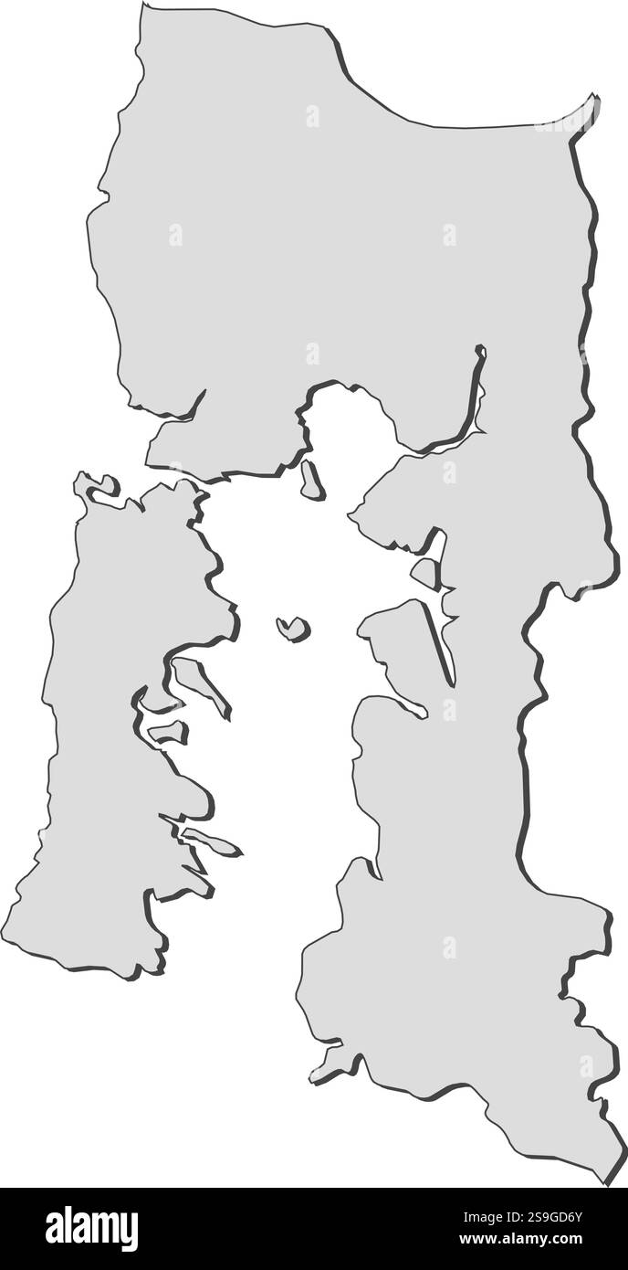 Mappa di Los Lagos, una provincia del Cile. Illustrazione Vettoriale