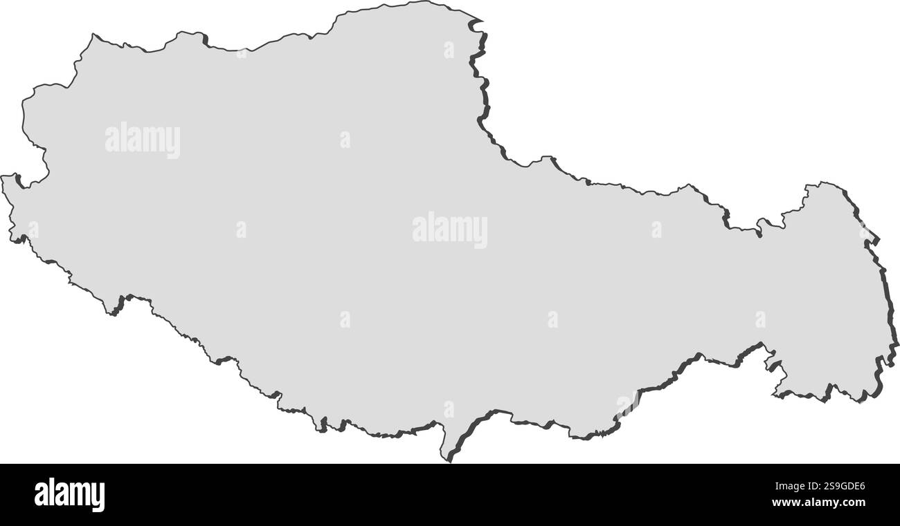 Mappa del Tibet, una provincia della Cina. Illustrazione Vettoriale