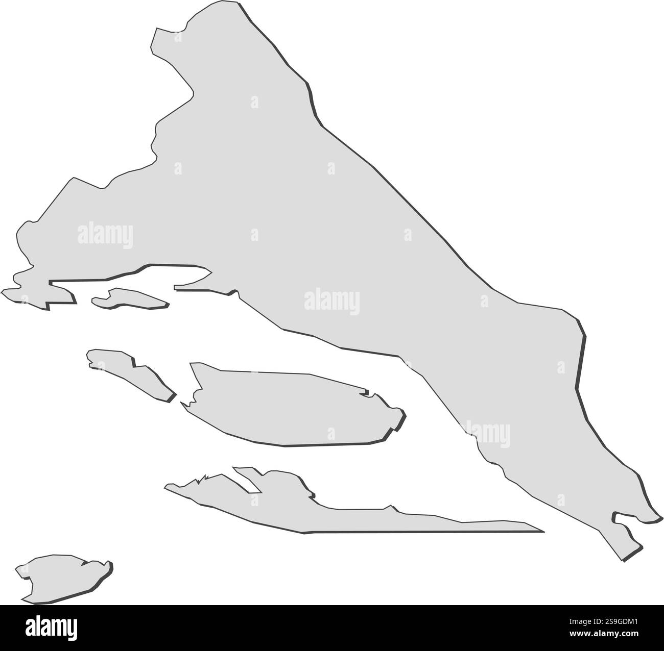 Mappa di Spalato-Dalmazia, una provincia della Croazia. Illustrazione Vettoriale