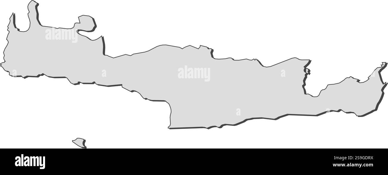 Mappa di Creta, una provincia della Grecia. Illustrazione Vettoriale